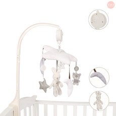konig kids 嬰兒音樂旋轉床鈴 安撫床邊玩具, 1個, 新款嬰兒床鈴(白色兔子),適用床壁厚度3.5公分內,下單前請先測量