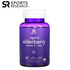 스포츠 리서치 엘더베리 비타민 VitaminC + Zinc 베리맛 60구미젤리, 1개
