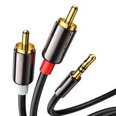체리스팟 HZ-661 3.5mm to 듀얼 RCA 오디오 케이블 스피커 앰프 AUX 연결선 1m, 1개, 블랙혼합