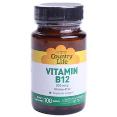 Country Life 維生素 B12 500 微克含片, 100顆, 1罐