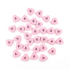 W093 나무비즈 25mm 하트, 백개입*1봉