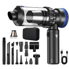 든든커머스 차량용미니청소기 차량청소용품 초강력, 기본 색상, 블랙블루+보관 가방+스테인리스 스틸 필터 1개