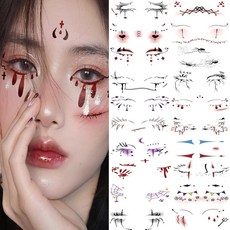 할로윈 페이스 메이크업 패치 스파이더 광대 임시 얼굴 타투 스티커 박쥐 아이라이너 바디 코스프레 장식 20장 184473, 할로윈 페이스 메이크업 패치, 스파이더 광대 임시 얼굴