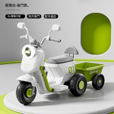 DFMEI 兒童電動摩托車可坐人3-6-8歲男女孩寶寶遙控玩具三輪童車, 1個, 輕奢白雙驅動+帶後鬥+藍牙遙控+6v7H:如圖