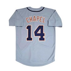 FieldFames 남성용 채플 14 야구 저지 버튼 다운 셔츠 그레이 스티치 컬렉션 힙합 파티 생일 선물 회색. M