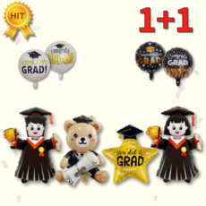 1+1 졸업풍선 6종 졸업식 풍선 졸업포토존, 1개, 화이트+화이트