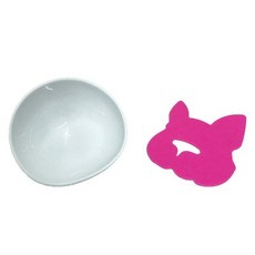 밥그릇 강아지 물그릇 세라믹 강아지식기, M, 1개, 화이트 볼 + 식탁 매트