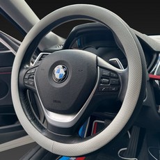 차차차 프리미엄 자동차 가죽 타공 투톤 순정형 핸들커버, 웜그레이+블랙