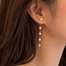 [엔젤D] 여성 오피롱 진주 롱 드롭 귀걸이