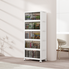 수납장 대형 무설치 접이식 수납장 플라스틱 폴딩 다용도 정리함 이동식 양문 리빙박스, 흰색