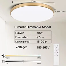 스마트 Led 천장 조명 원격 제어 디밍이 가능한 천장 조명 47cm 패널 램프 50W 실내 조명기구 거실 ​ 침실, 01 30W Dimmable, 01 1PC, 1개