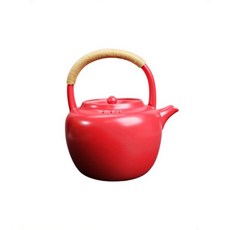 自在坊茶具 山楂紅蘇打釉高風壺1L 煮水壺 復古粗陶茶具 提樑燒水壺 帶濾孔煮水壺 白泥大号養生壺陶瓷 蘇打釉壺, 山楂紅蘇打釉高風壺, 1個, 1L