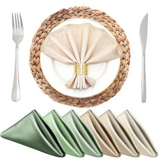 HunnmingRe 세이지 그린 면 냅킨 천 43.2 x 43.2cm(17 17인치) 오버사이즈 색상 세탁 가능한 테이블 장식 디너 파티 웨딩 레스토랑 저녁 식사용 6피스