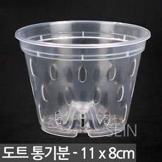 도트 투명 통기분 11호 - 통기 화분 슬릿 난분 난 동양 서량 플라스틱 포트 플분 란 서양 동양 모종 심기 삽목 분갈이, 1개