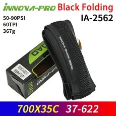 INNOVA 700x32C 35C 32/37/38-622 자갈 자전거 타이어 노란색 XC 오프로드 MTB 접이식 60TPI IA-2562, 11 700x35C Black 1pc