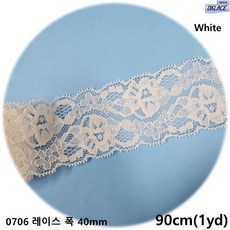 DKLACE-0706 자가드 스판 레이스 / (폭 4cm 길이 1yd / 5yd / 10yd기준), 1개, 화이트