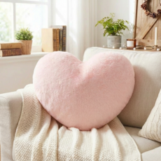 SUSIELADY 하트베개 하트쿠션 부드럽고 귀여운 토끼털라이크 하트쿠션, Baby Pink