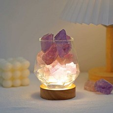 히말라야 소금 무드등 솔트 소금등 취침등 수유등 인테리어조명 다이아 컵+오렌지 소금 300g+램프