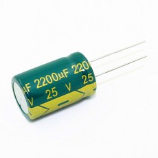 고주파 알루미늄 전해 캐패시터 2200UF 25V 13x20MM 100