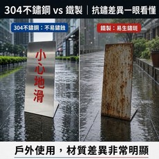 304不鏽鋼告示牌 | 戶外使用 不易鏽蝕, 不銹鋼原色, 1個