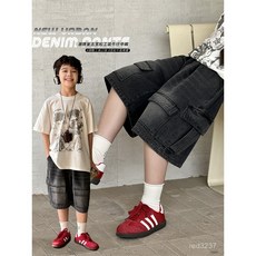 男童牛仔中褲夏季薄款工裝五分褲 兒童夏裝大童褲子潮