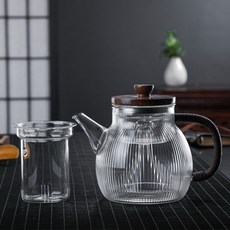 手工製作創意蒸煮兩用煮茶壺扁竹玻璃複古功夫茶玻璃煮茶壺，品茗賞色，增添生活情趣, 1個