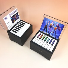 迷你琴鍵日曆，獨特音樂桌面擺飾，輕巧電子琴設計，增添生活樂趣, KPOP黑色抽屜燈光小鋼琴, 1個