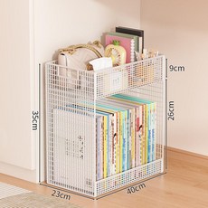 꾸꾸상점 2단계단식책꽂이 수납 책장 선반 바퀴, 1단, 화이트 2단 40cm 바닥형 - 거친 망
