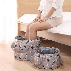 접이식워터백 휴대용 캠핑 족욕가방 족욕기 여행 족욕통, 고양이 블루 중형(1062-8)