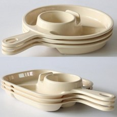 티본 손잡이 미니식판 시리즈 나눔식판 손잡이접시 나눔압접시 나눔접시 사각4칸/원형4칸대/원형3칸소 캠핑식판 안주접시 간식플레이트, 워형3칸