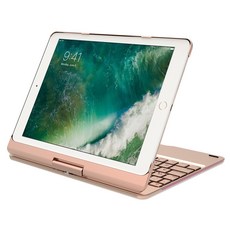 iPad Pro 10.5吋/Air 3 專用 360度旋轉鋁合金藍牙鍵盤，七彩背光，附贈注音貼紙，一年保固, 香檳金, 香檳金