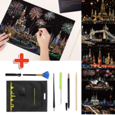 A3 대형 스크래치 페이퍼 8매set 40cm x 28cm 도구6종증정, 페이퍼 8매(도구 6종), 1세트