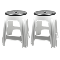 [나코] 플라스틱 회전의자 간이 야외용 보조의자 편의점의자 포장마차 행사용, 블랙밀크, 2개