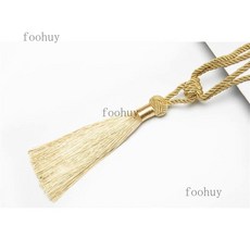歐式窗簾綁帶 手工裝飾窗簾配件 掛鉤 流蘇掛球 抽繩綁繩, 金,60cm, 1個