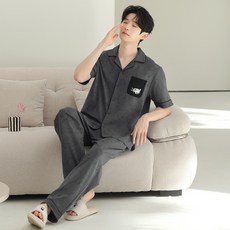 CHUNKEER 男士睡衣套裝 純棉短袖開衫家居服