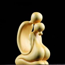 심플 러브 목조각 인테리어 소품 결혼 기념일 아내 남친 선물 신혼집 꾸미기, 작은 금 백단향 제인 에어 6cm