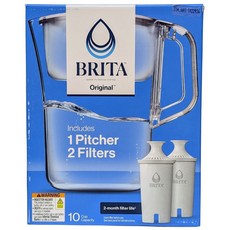 Brita Champlain 濾水壺 10杯2.4L 含2個8週白色圓形濾心 有濾芯更換指示燈, 1個, 1水壺含2芯-2025包裝內容物相同, 白色