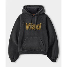 DIMITRI BLACK VLAD 체크 아플리케 후드 티셔츠_피그먼트 차콜