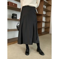 VENUSY 正韓 法式A字真絲裙 - 韓國東大門空運直送，展現優雅曲線與法式時尚, 黑色,S