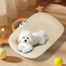 Jeernare 반려견 고양이 포위식 매트 강아지 애견 방석 반려동물 걸 수 있는 쿨방석, 1개, 연노란색