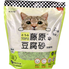 藤原豆腐砂 活性碳配方 極細易清理 可沖馬桶 多貓家庭適用, 6.5kg, 1包, 綠茶