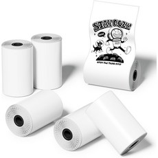그리팀 57x30mm 열 스티커 종이 롤 미니 프린터 학습 노트 사진 및 DIY 6 잉크 없는 흰색 검은색, White/Yellow/Blue/