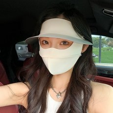 防曬面罩遮全臉帽檐薄臉基尼女防紫外線騎行透氣冰絲口罩防曬冰絲