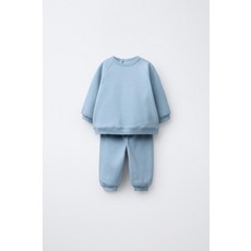 ZARA 베이직 스웨트셔츠 및 조거 팬츠 세트 - 라이트 블루 4174502406