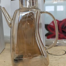 耐熱高硼硅玻璃自動開閤油壺 廚房防漏大容量調料瓶, 1個, 扁口油壺750 琥珀色