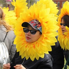 해바라기 꽃 얼굴 가면 파티 체육대회 운동회 응원 행사 용품 무대 선물 머리띠 학예회 인싸템, 1개, 상세페이지 참조