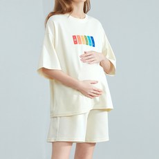 [파격할인] 예비엄마를 위한 데일리 임부복 피셔프라이스 임부복 홈웨어 세트 아이보리