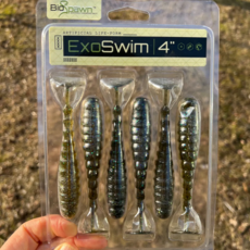 BioSpawn 엑소스윔 4인치 스윔 베이트 배스낚시 웜, 1개, 81.5g, 일렉트릭 쉐드