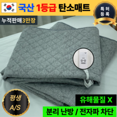 국산 특허 전자파없는 카본 탄소매트 인체감지 전기장판 전기요 온열, 미니싱글(70 X 180cm)