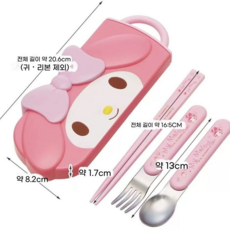 산리오 헬로키티 마이멜로디 도시락 세트 귀여운 캐릭터 어린이 식기 휴대용 런치박스 피크닉 도시락통, 1세트, 식기류, 멜로디